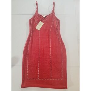 NWT Emma & Posh Velvet‎ Mini Dress Wine Red V-Neck Studded Embellishment Size M